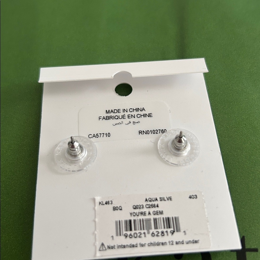 Kate Spade You‘re a Gem Earring studs Aqua Silver Earing studs NWT - Picture 3 of 3